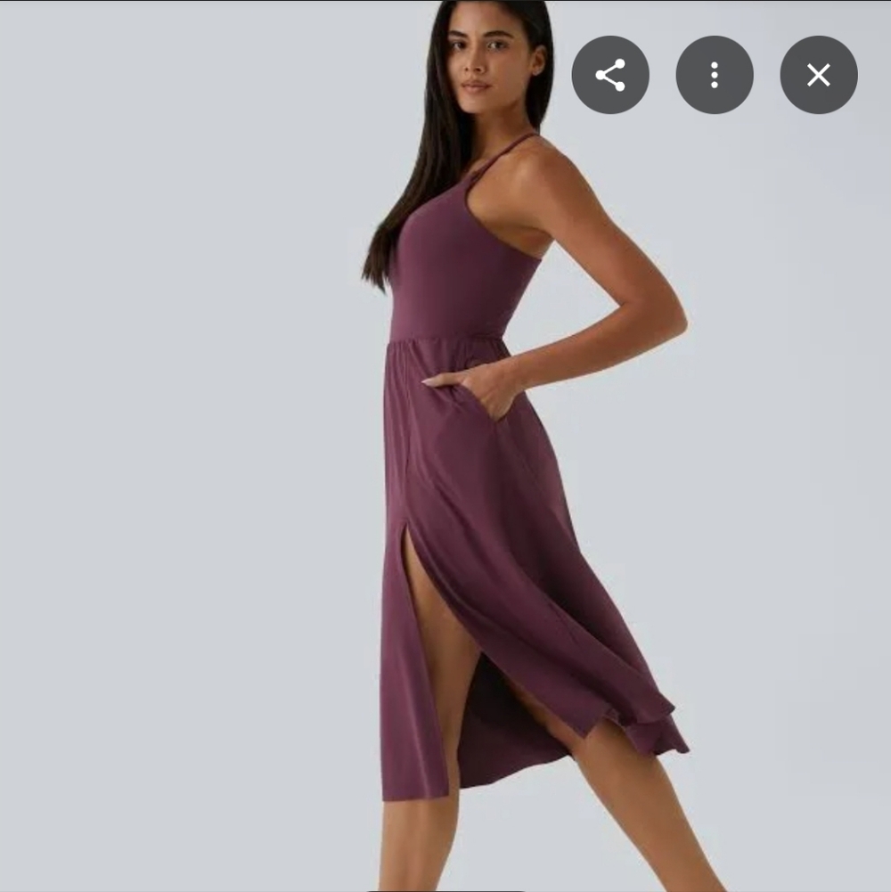 Halara Everyday Midi Chill Burgundy Dress Size Medium